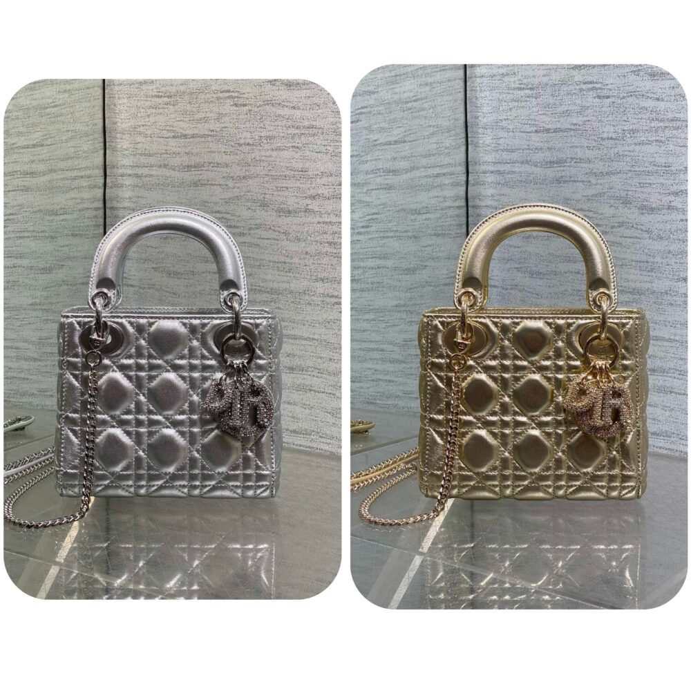 Túi D• ior Lady logo đá 17cm