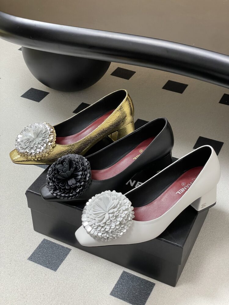 Giày búp bê có gót C• hanel FA2160 35/42 H5.5