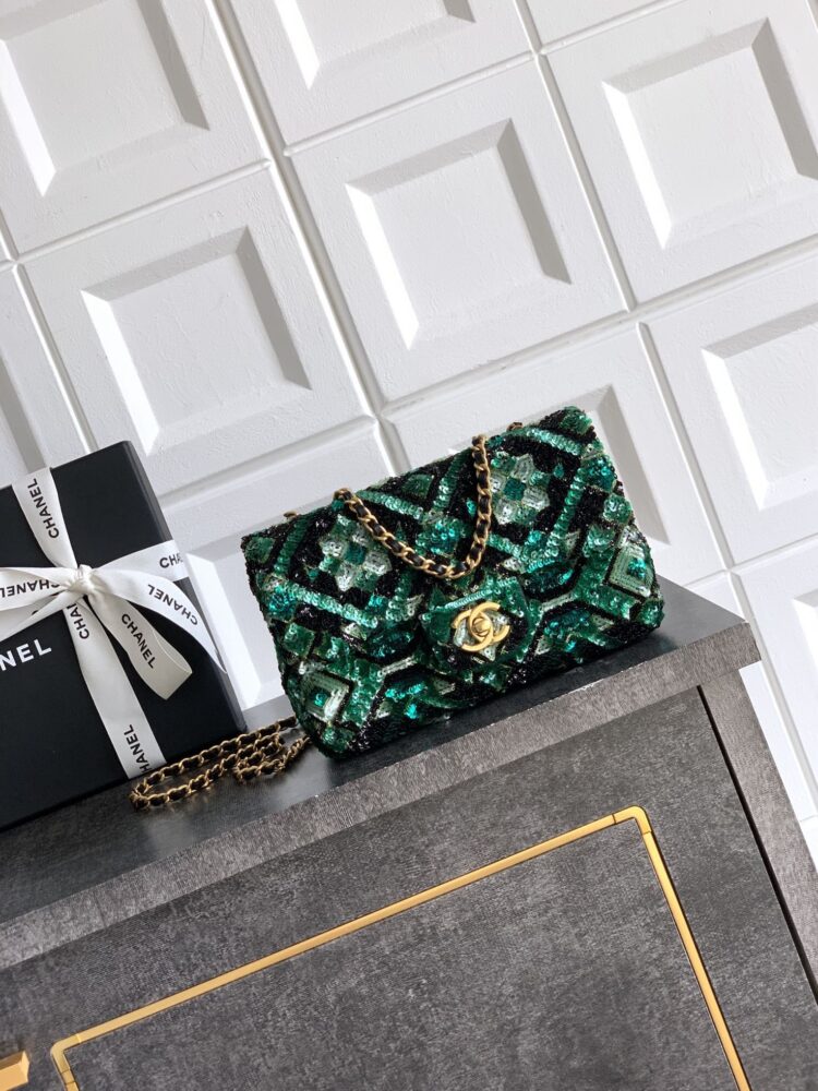 Túi C• hanel classic sequins 20cm