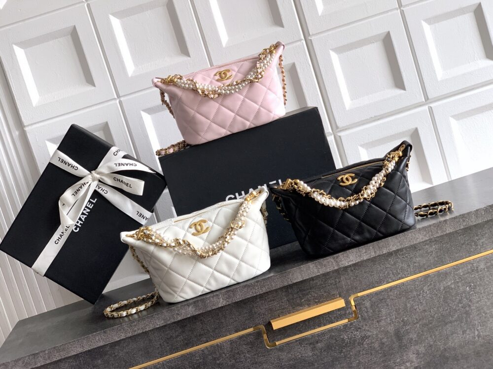 Túi C• hanel quai ngọc trai 13x23.5x7.5cm