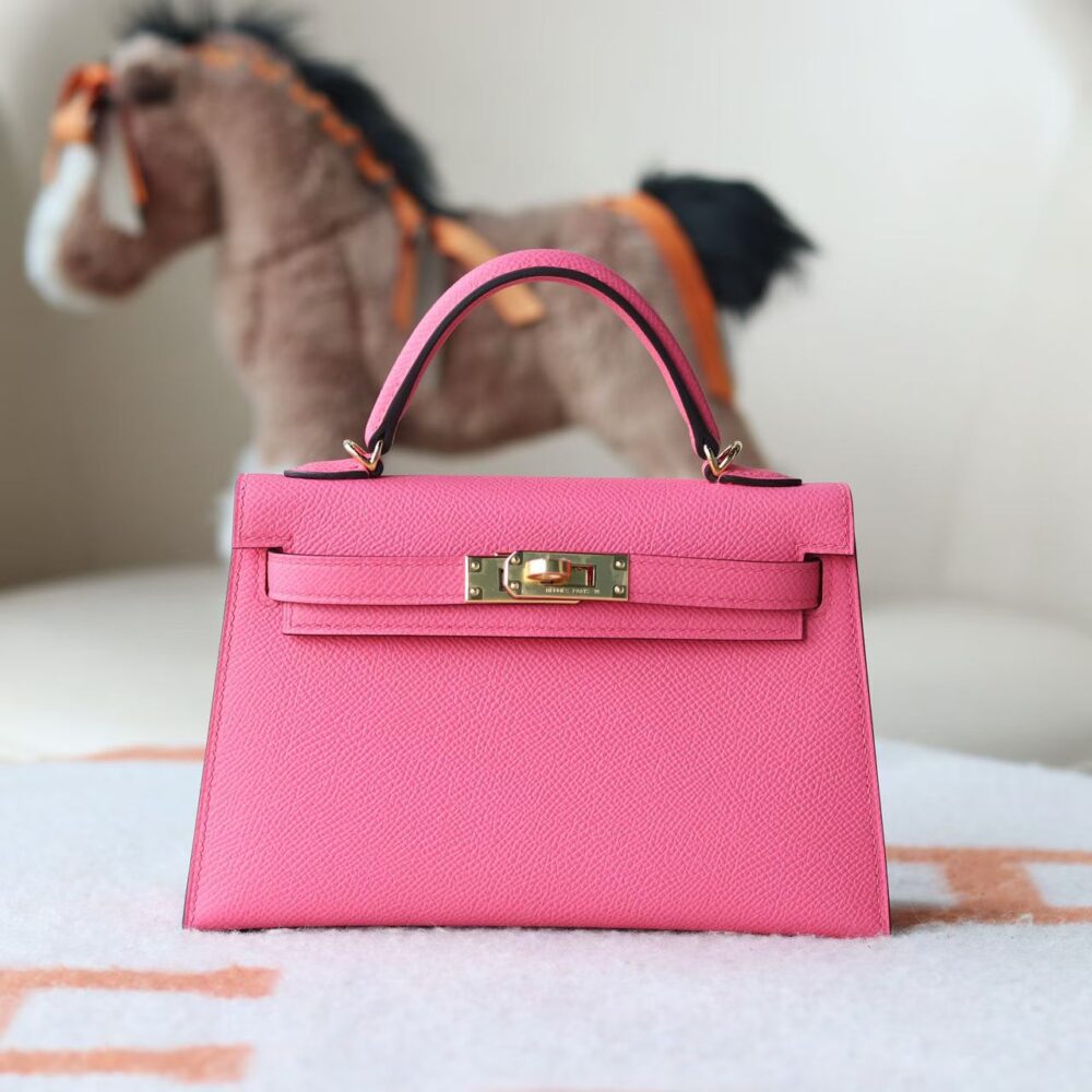 V I P Túi H• ermes Kelly Mini II Epsom 8W Rose Azalea