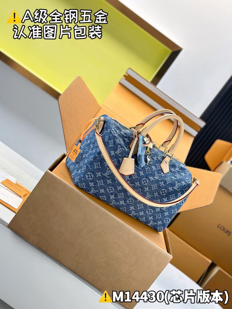 Túi L• V Speedy Bandouliere Denim M14430 30x21x17cm