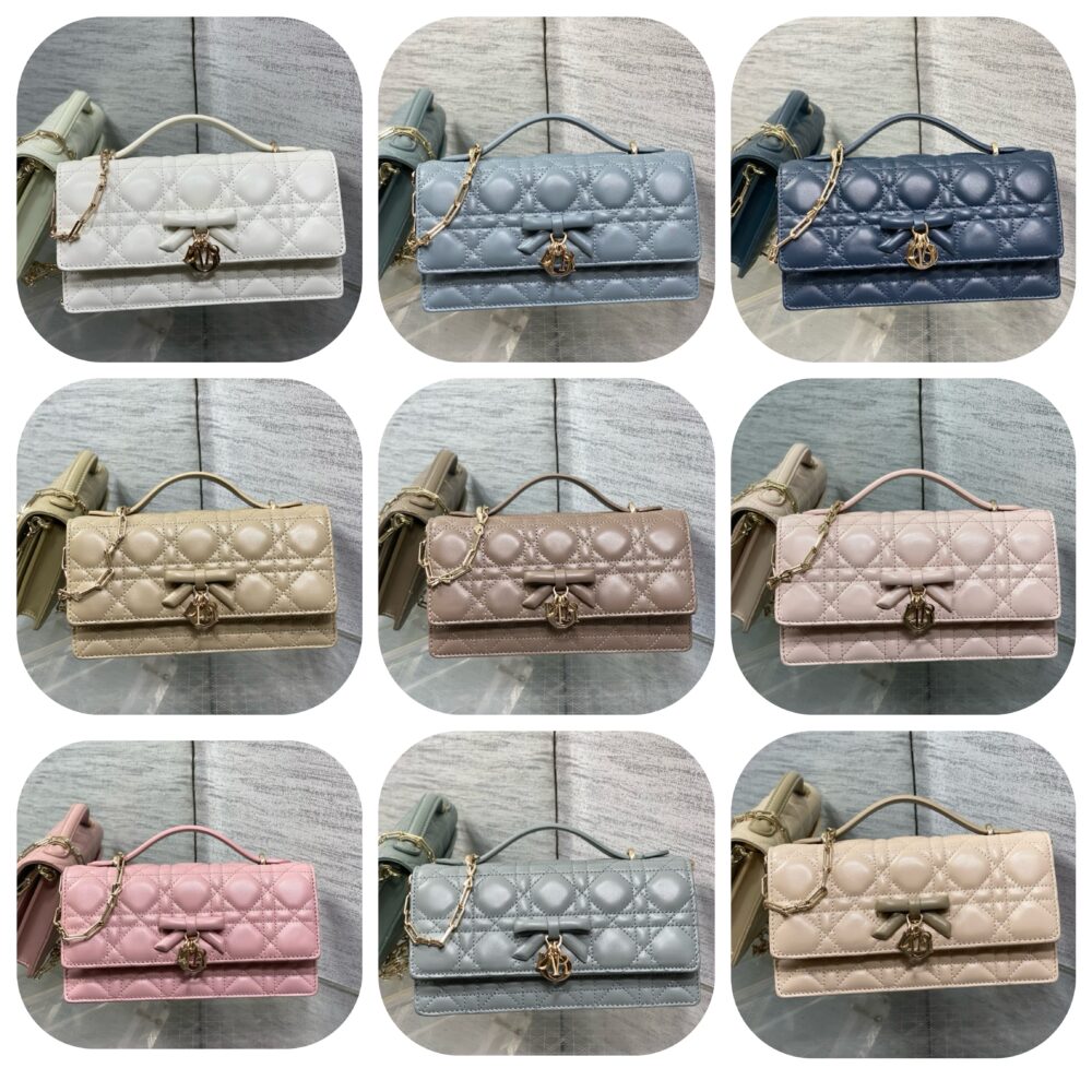 Túi D• ior charm nơ cải màu 21x11x5cm