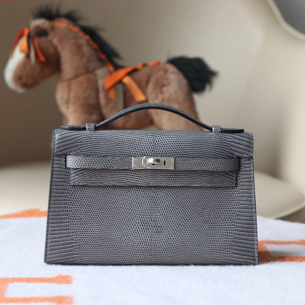 V I P Túi H• ermes Kelly Pochette 22 84 Gris Fonce