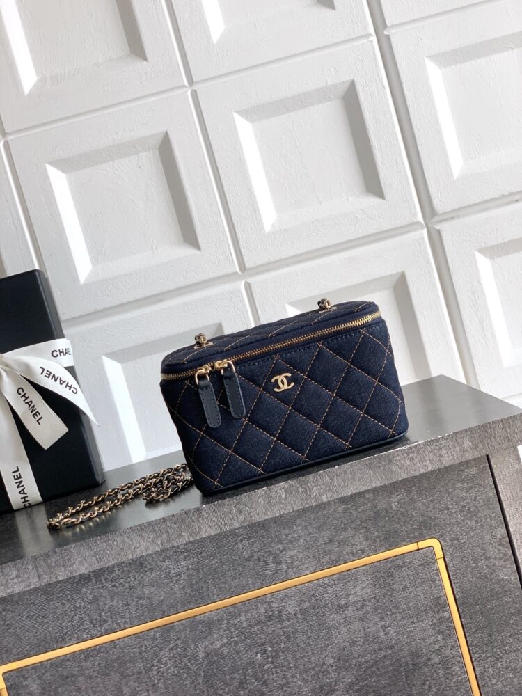 Túi C• hanel Vanity Denim 9.5x17x8cm