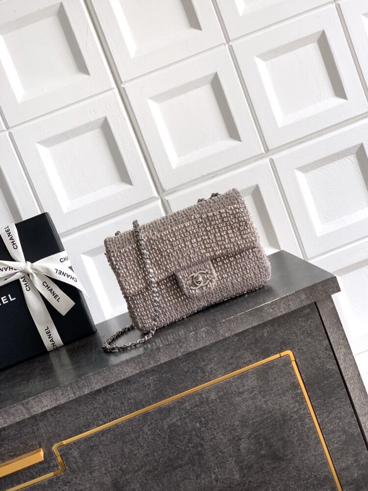 Túi dự tiệc C• hanel đính cườm 26S 21cm