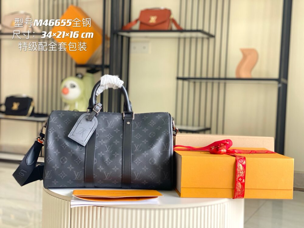 Túi L• V Keepall Bandouliere M46655 34x21x16cm