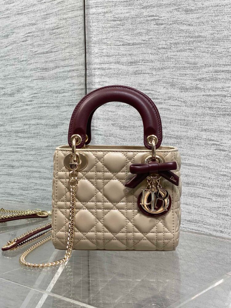 Túi CD lady mix màu charm nơ 17cm